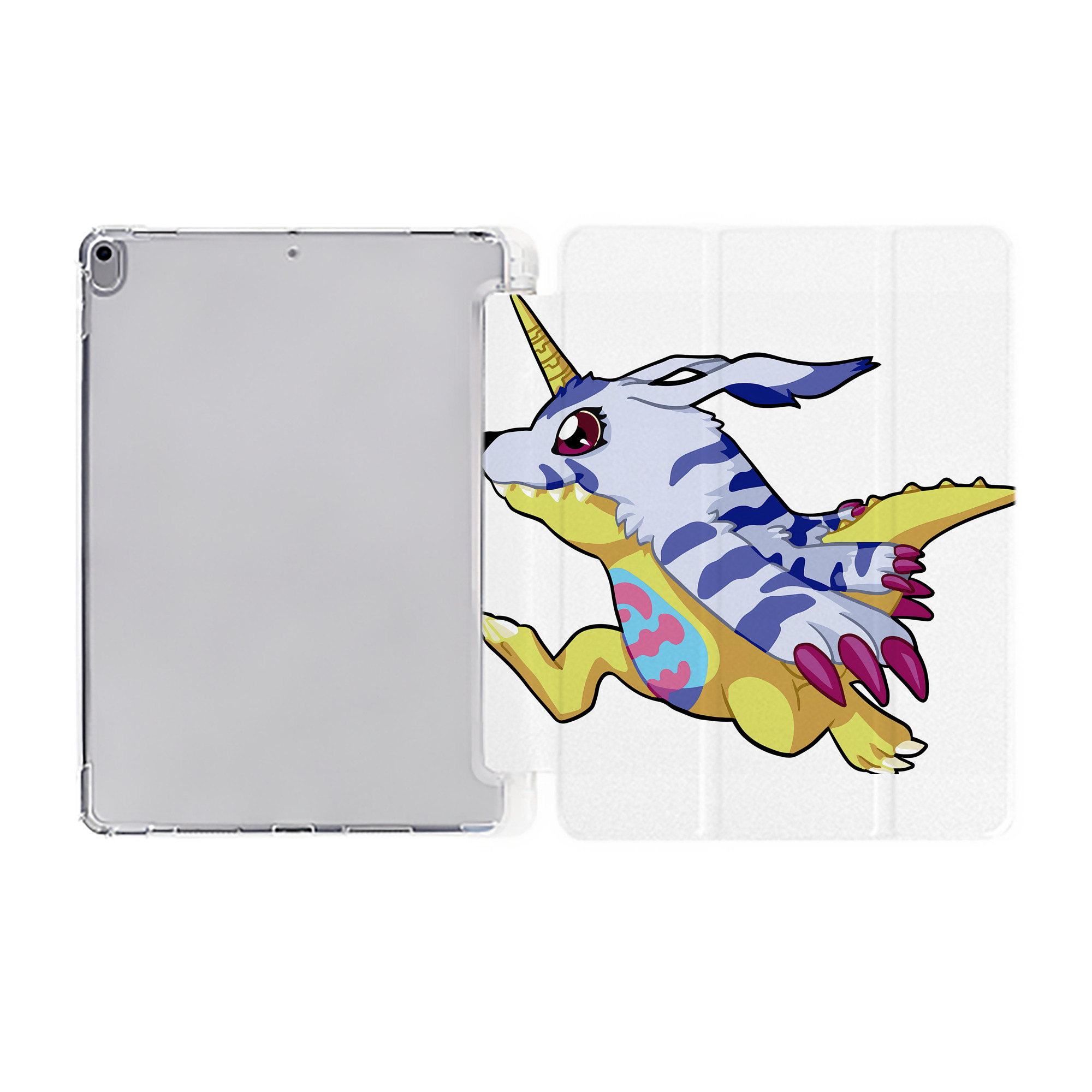 （画像用） Digimon デジタルモンスター/デジモン IPad ケース ペン収納付き 三つ折りスタンド PUレザー×シリコン 対応機種9.5/10.5/10.9インチ